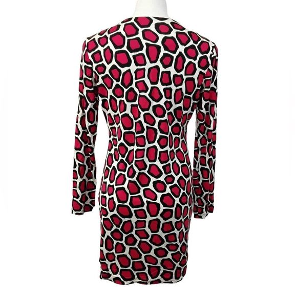 DIANE VON FURSTENBERG Reina Dress Long Sleeve Sheath Mini Giraffe Sz 8 DVF 1974 - Picture 4 of 8